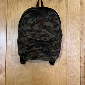 Vero Nord Genuine Leather & Canvas Military Army Camouflage Backpack laptop